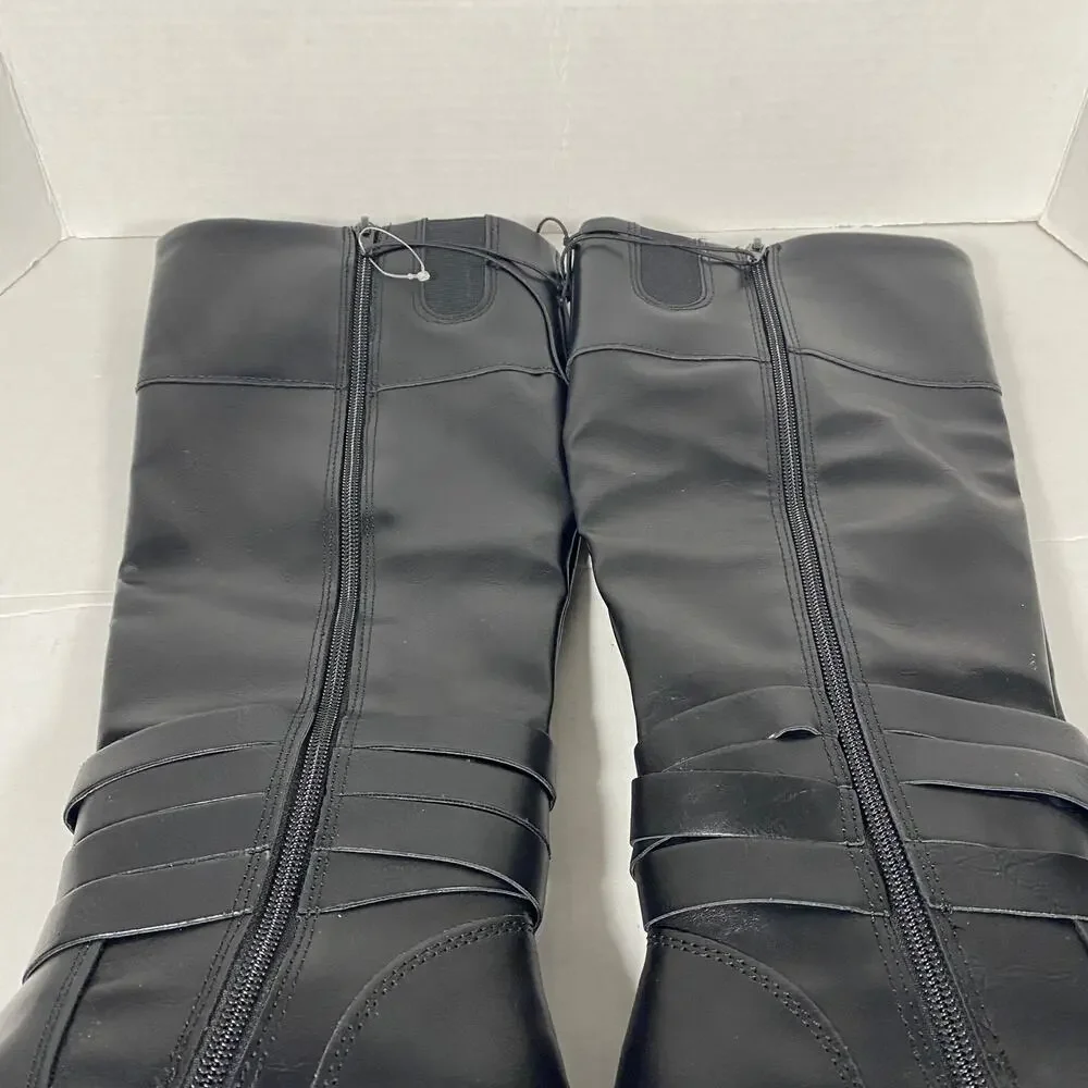 St. John's Bay Douglas Black Knee High Riding Boots Size 7.5 Women NWOB
